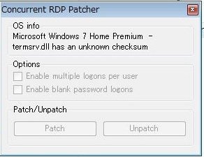 『Concurrent RDP Patcher』で有効化したWindows 7 Home Premiumのリモートデスクトップが接続できなくなったときの対応